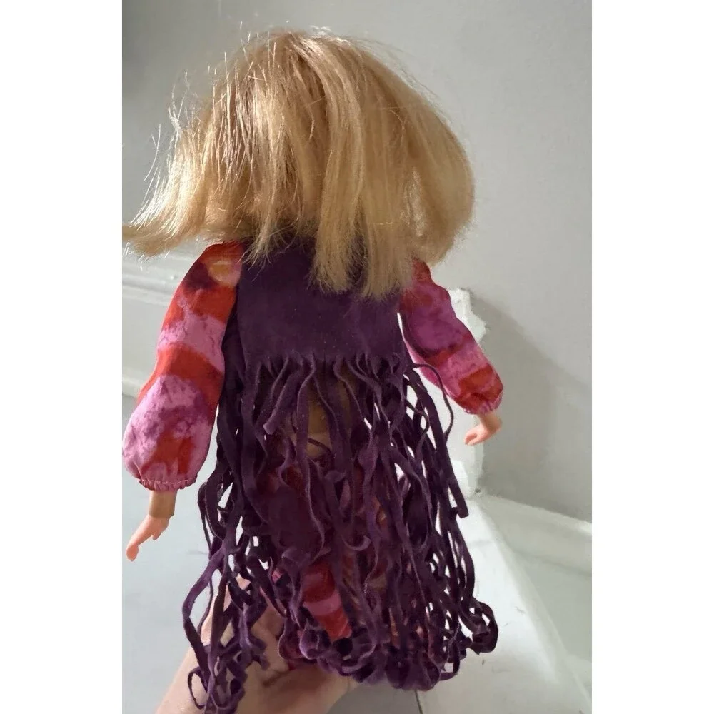VTG 1970 Live Action Barbie Blonde Original Outfit Fringe Vest Hippie Jumpsuit